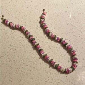 Pink and Green Beaded Necklace